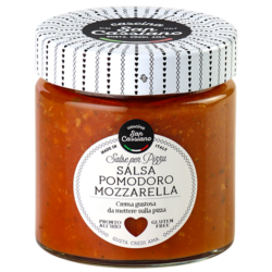 Red pizza sauce with mozzarella cheese and basil