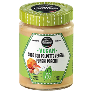 Sugo con polpette vegetali e funghi porcini